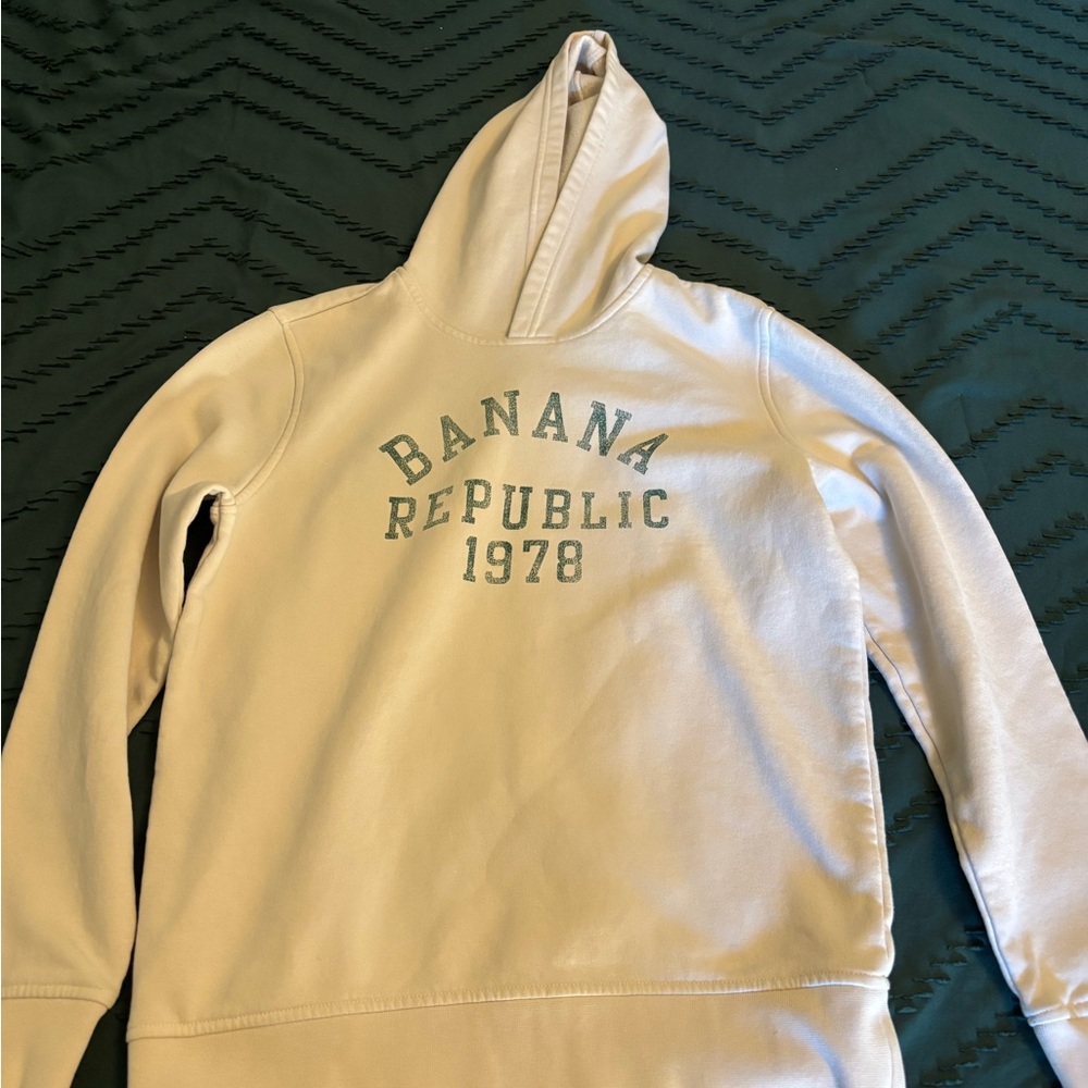 Banana Republic Off-White Hoodie with Green Logo